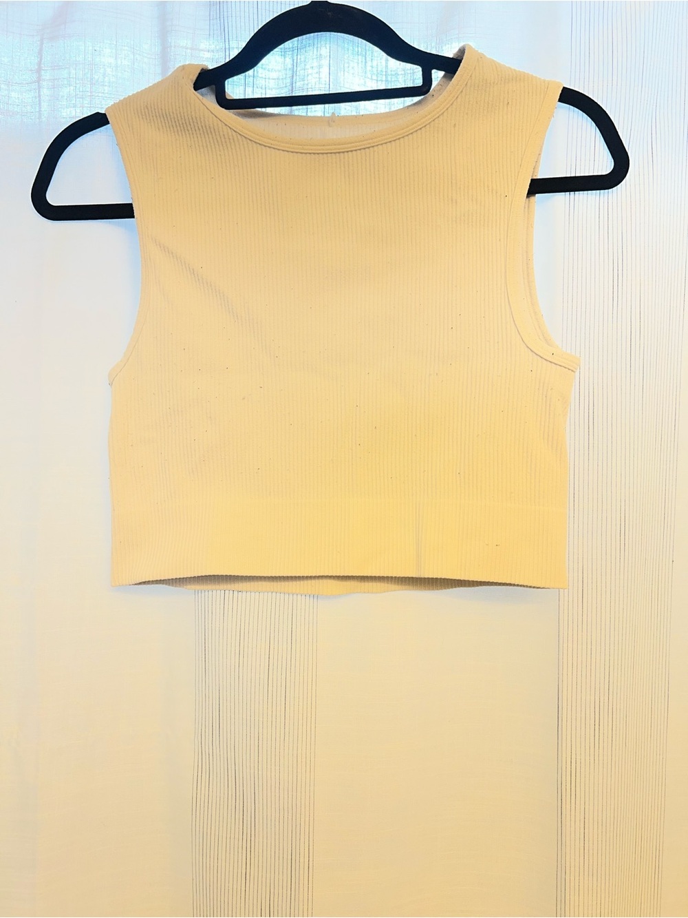 Cream ribbed crop top from Garage!
